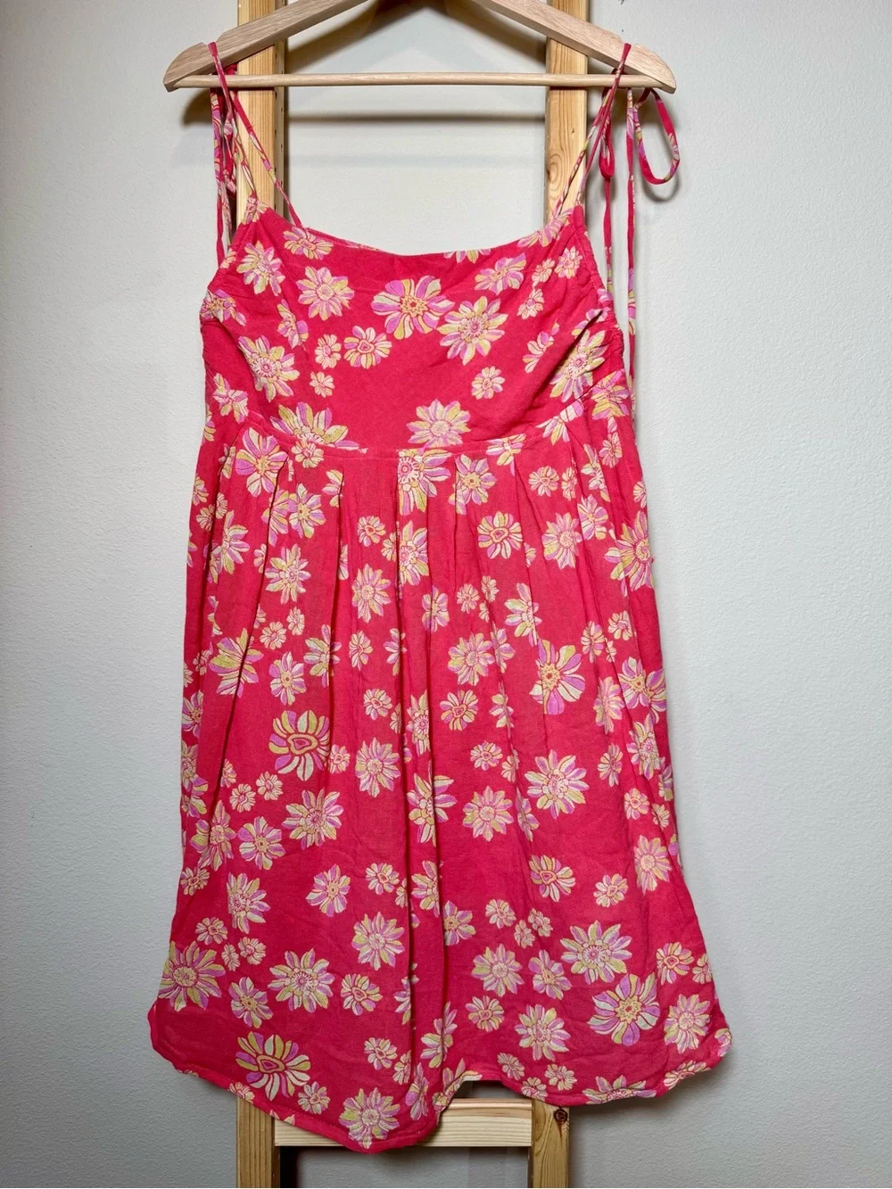 Free People Indigo Molly Tunic Dress Hollyhock Floral Pink Size M